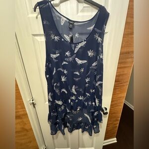 torrid Navy Blue Butterfly Print Sleeveless Ruffle Tank